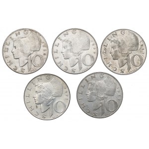 Rakousko, sada 10 šilinků 1957-73