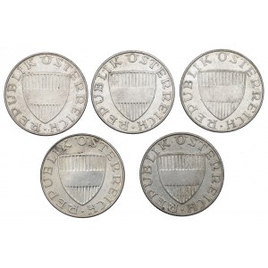 Austria, zestaw 10 szylingów 1957-73