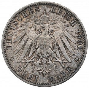 Německo, Prusko, 3 značky 1908