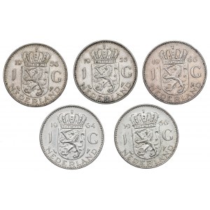 Niederlande, Satz von 1 Gulden 1956-66