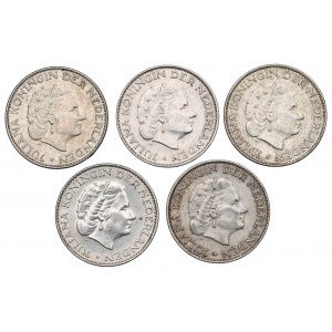 Niederlande, Satz von 1 Gulden 1955-65