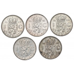 Niederlande, Satz von 1 Gulden 1955-65