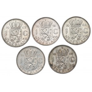 Niderlandy, Zestaw 1 gulden 1955-65