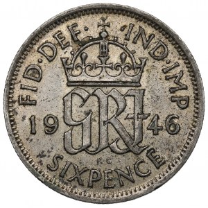 Great Britain, 6 pence 1946