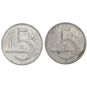 Československo, sada 5 korun 1929-30