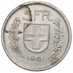 Švýcarsko, 5 franků 1981