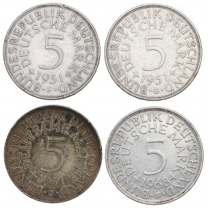 Germany, Lot of 5 marks 1951-68