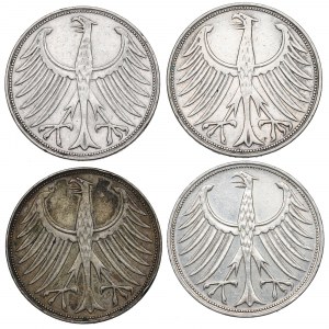 Germany, Lot of 5 marks 1951-68