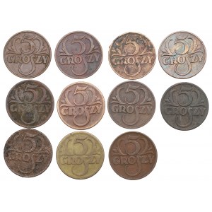 Druhá republika, sada 5 centov 1923-1939