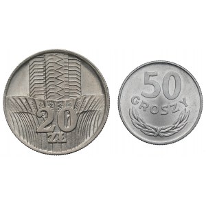 Polská lidová republika, sada 50 grošů 1976 a 20 zlotých 1973