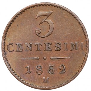 Taliansko, Lombardské kniežatstvo a Benátky, 3 centesimi 1852