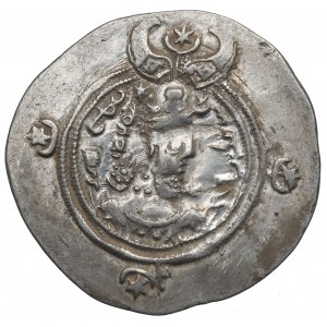 Sasanidé, Chusro II, drachma, rok 3(?), Ram-Hormizd