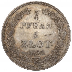 Russische Teilung, Nikolaus I., 3/4 Rubel=5 Gold 1835, St. Petersburg