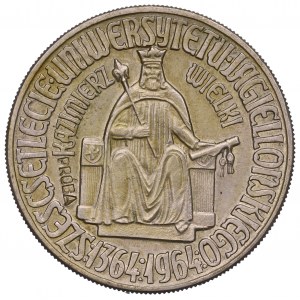 Poľská ľudová republika, 10 zlotých 1964 Kazimír III Veľký - nápis z hĺbky CuNi vzorka