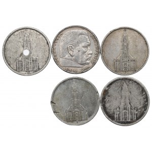 Germany, III Reich, Lot of 5 mark 1934-36