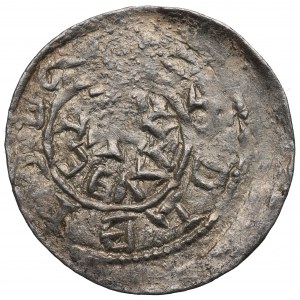 Boleslaw III. der Wrymouth, Krakau, Denar, DOPPELTE Inschrift (Abart) - RARE