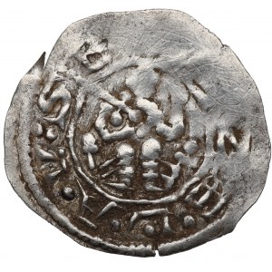 Boleslaw III. der Wrymouth, Krakau, Denar, Fürst auf dem Thron, 2 x Name des Königs - RARE