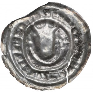 Henrich I. Bradatý alebo Henrich II. Pobožný, Vroclav, brakteát, lemovaná hlava - vzácne