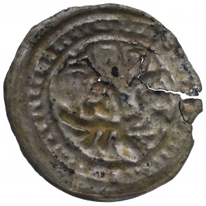 Mieszko III Starý, Gniezno/Kalisz, hebrejský brakteát, kníže v kulaté přilbě s palmovým listem