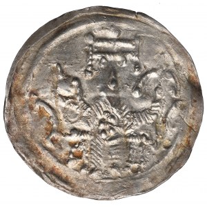Bolesław IV Kędzierzawy, Kraków, denar cesarz na tronie, Ͻ - С i litera M