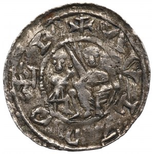 Ladislaus II. der Verbannte, Krakau, Denar, Kampf mit Löwe, Inschrift VALZDOLI und Kugel