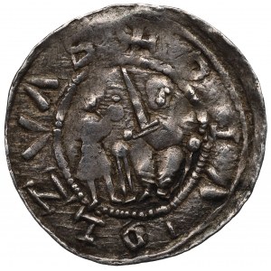 Ladislaus II. der Verbannte, Krakau, Denar, Kampf mit Löwe, Inschrift DIVIDLZAVS(?)
