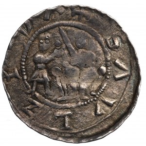 Ladislaus II. der Verbannte, Krakau, Denar, Kampf mit Löwe, Inschrift rückwärts VDIZLAVS