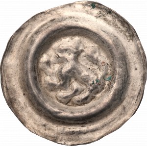 Sliezsko, 13. storočie, široký brakteát, korunovaný lev vľavo - vzácne