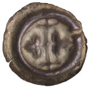 Dolná Lužica, 13. storočie, široký brakteát, dve trillia na stopke