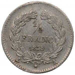 Francie, 1/4 franku 1838 A