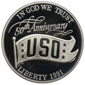 USA, Dollar 1991 - 50. výročí založení USO
