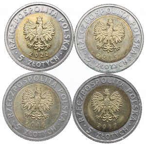 III RP, sada 5 zlatých pamětních mincí
