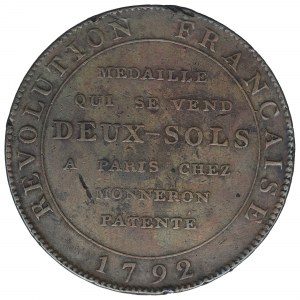 Frankreich, Medaille 2 Sohle 1792