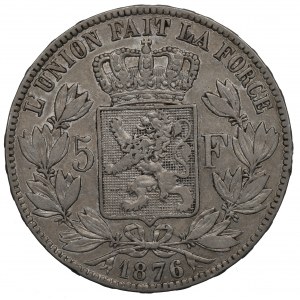 Belgie, 5 franků 1876