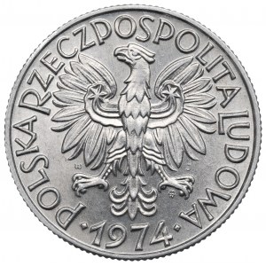 PRL, 5 Zloty 1974 Rybak - słoneczko