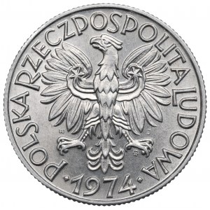 PRL, 5 złotych 1974 Rybak - słoneczko