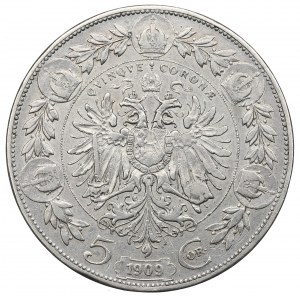 Hungary, Franz Joseph, 5 korona 1909