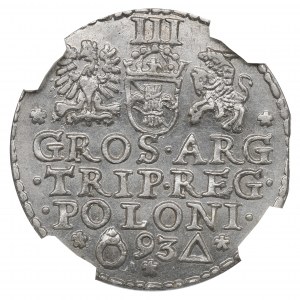 Sigismund III, 3 groschen 1593, Marienburg - NGC AU58