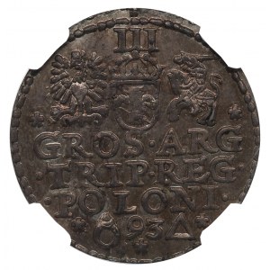 Sigismund III, 3 groschen 1593, Marienburg - NGC MS64