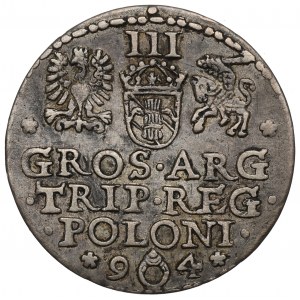 Žigmund III Vasa, Trojak 1594, Malbork - vzácny dátum rozdelený krúžkom