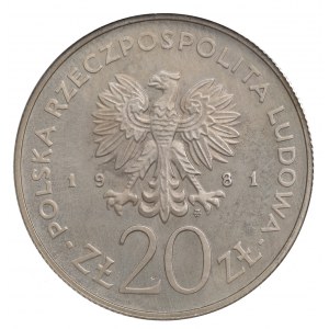 Poľská ľudová republika, 20 zlotých 1981 Krakov - CuNi GCN MS66 vzorka