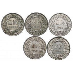 Switzerland, Lot of 2 francs 1943-61