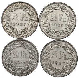 Švýcarsko, sada 2 franků 1957-67