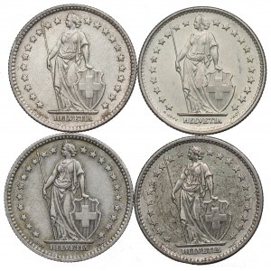 Switzerland, Lot of 2 francs 1957-67