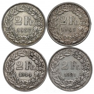 Švajčiarsko, sada 2 frankov 1921-65