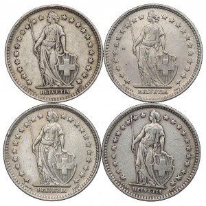 Switzerland, Lot of 2 francs 1921-43