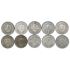 Switzerland, Lot of 2 francs 1945-66