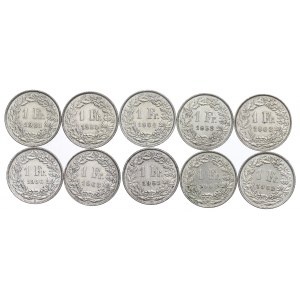 Švýcarsko, sada 1 frank 1956-64