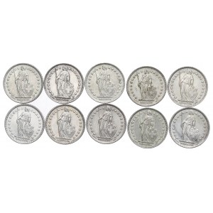 Švajčiarsko, sada 1 frank 1956-64