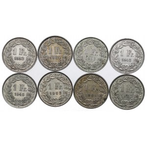 Švýcarsko, sada 1 frank 1943-63